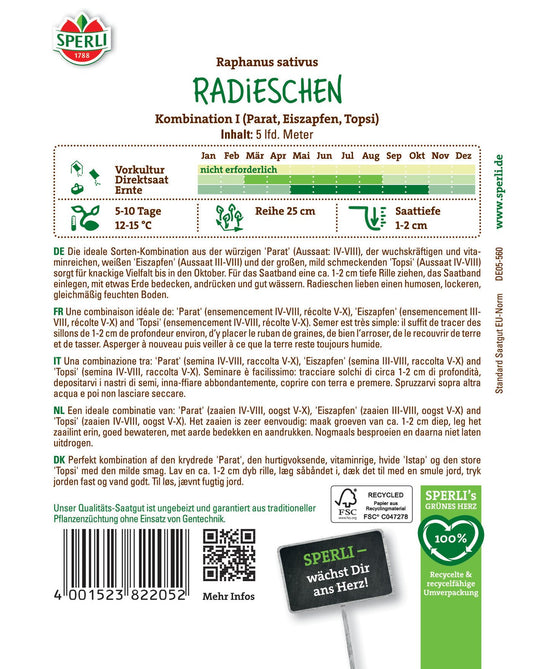 Radies Kombination I, 3 Sorten