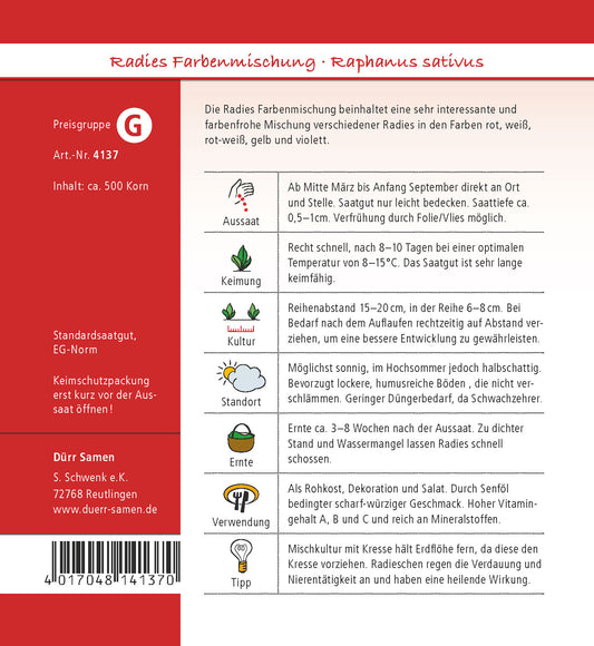 Radies Farbenmischung