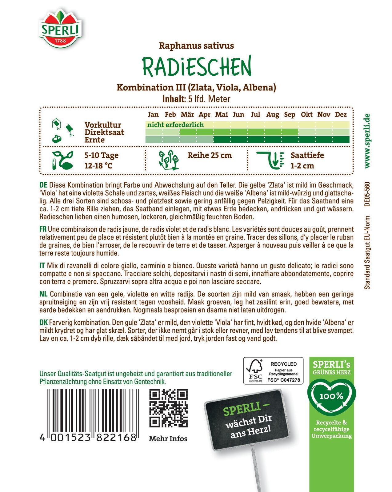 Radies - Kombination III, Zlata, Viola, Albena,