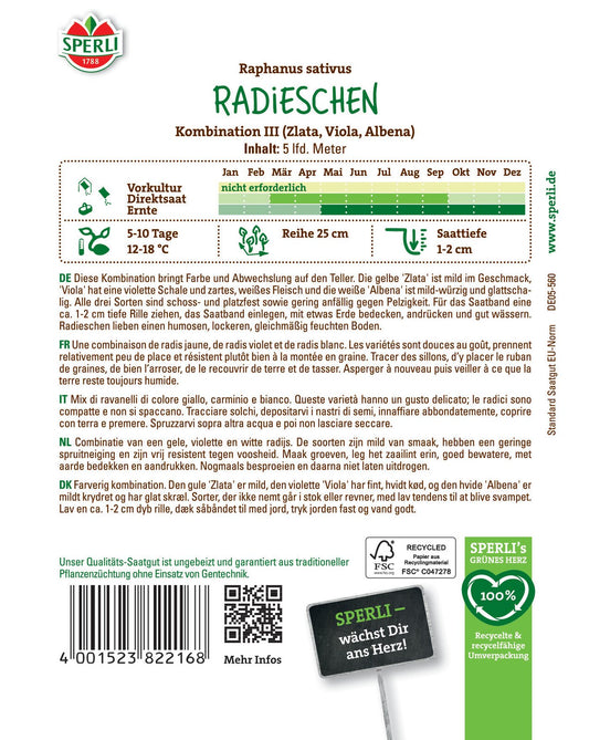 Radies - Kombination III, Zlata, Viola, Albena,