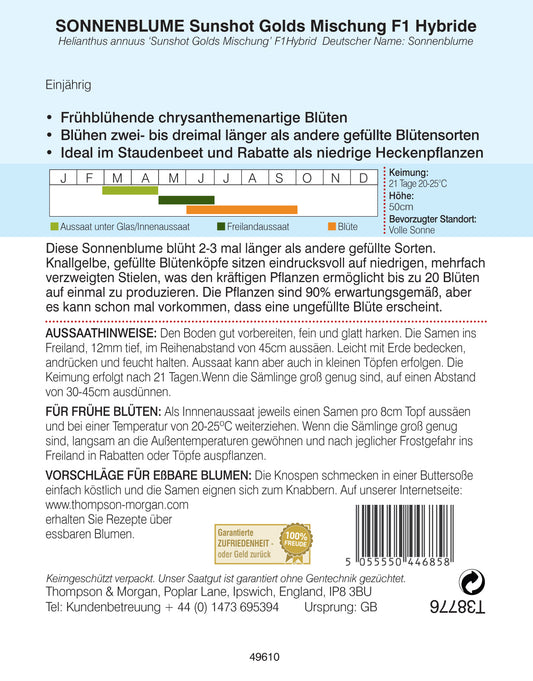 Sonnenblume Sunshot Golds Mischung F1 Hybride