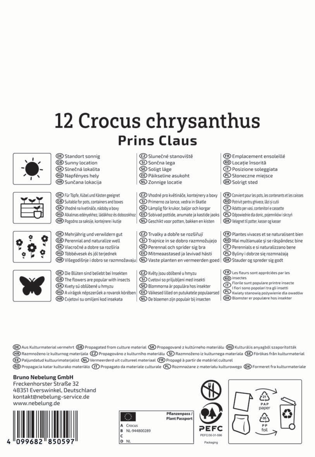 Botanischer Krokus Prins Claus (12 Stück)