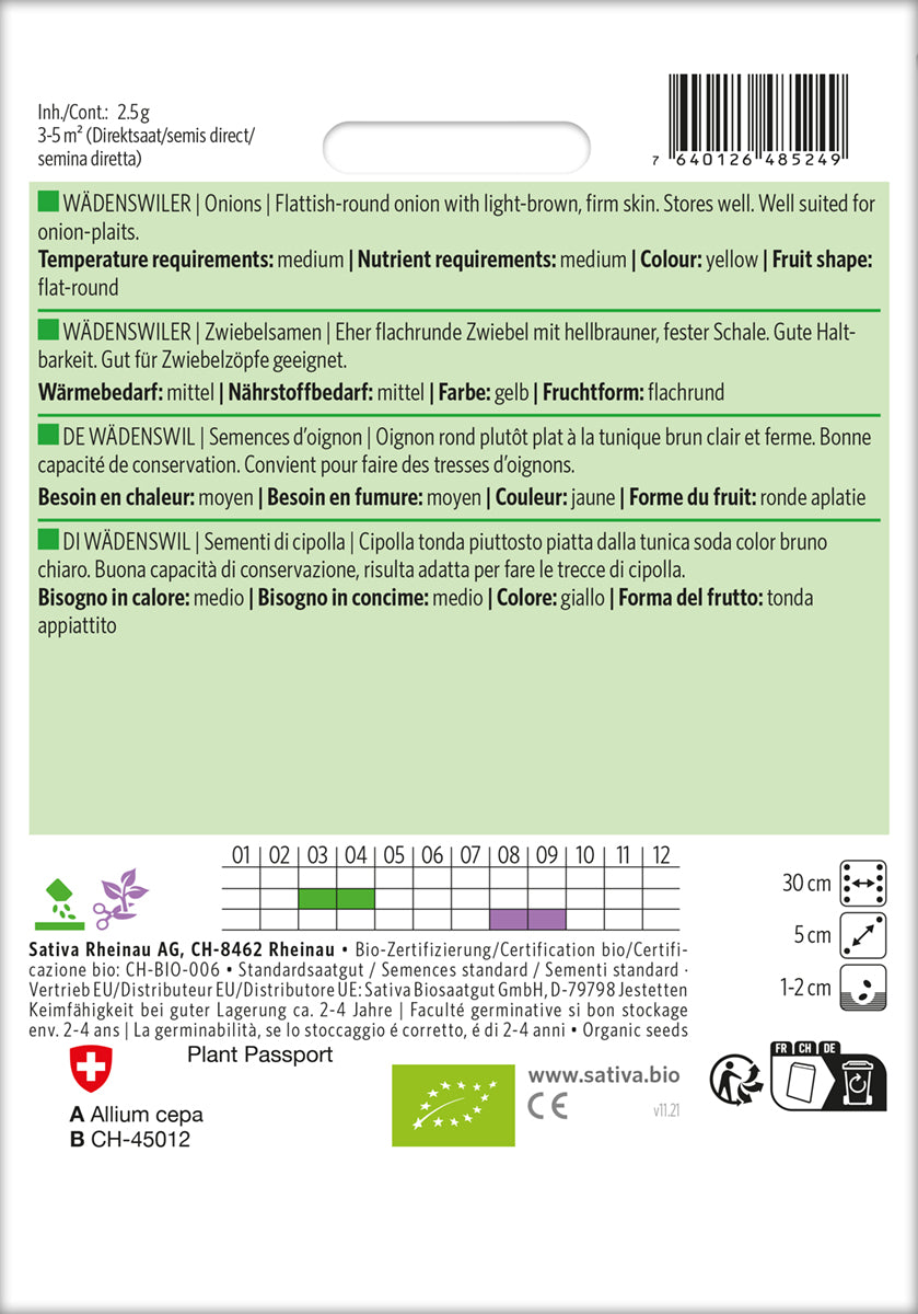 BIO Zwiebelsamen Wädenswiler