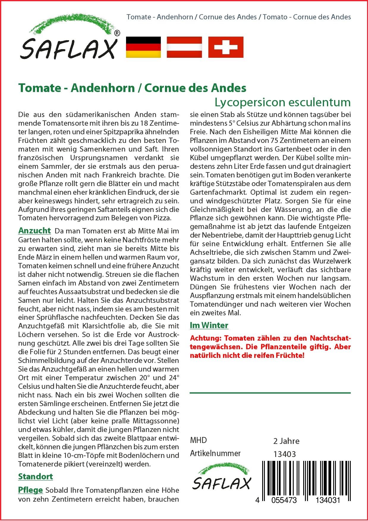 Tomate Andenhorn / Cornue Des Andes