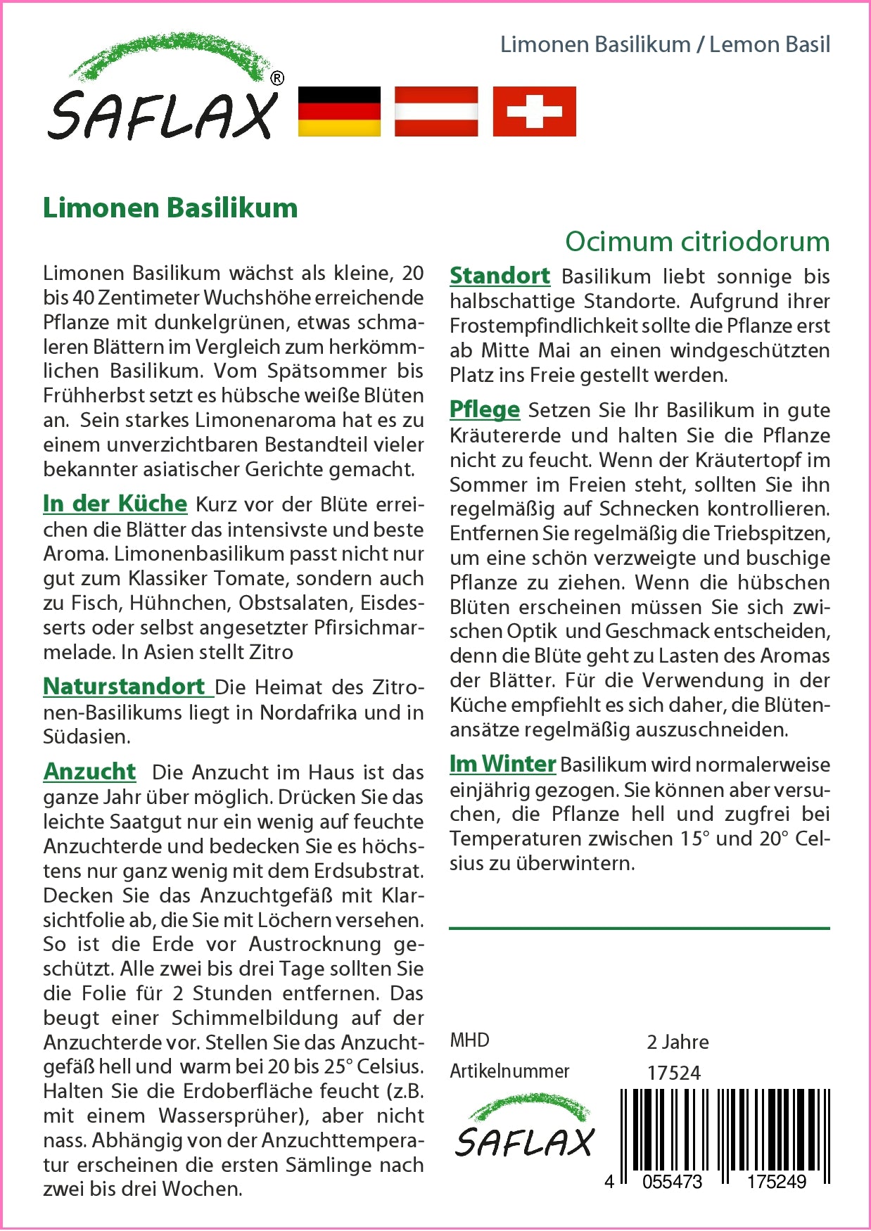 Limonen Basilikum