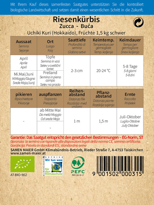 BIO Kürbis Riesen-Uchiki Kuri (Hokkaido)