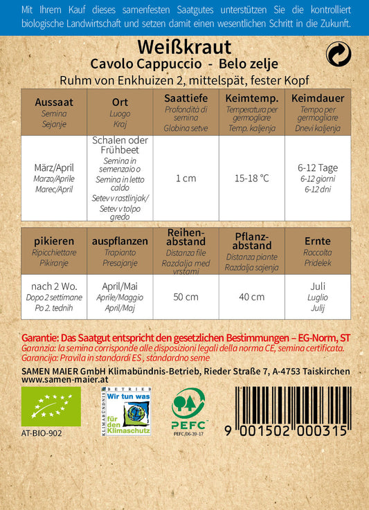 BIO Weißkraut Ruhm Von Enkhuizen 2