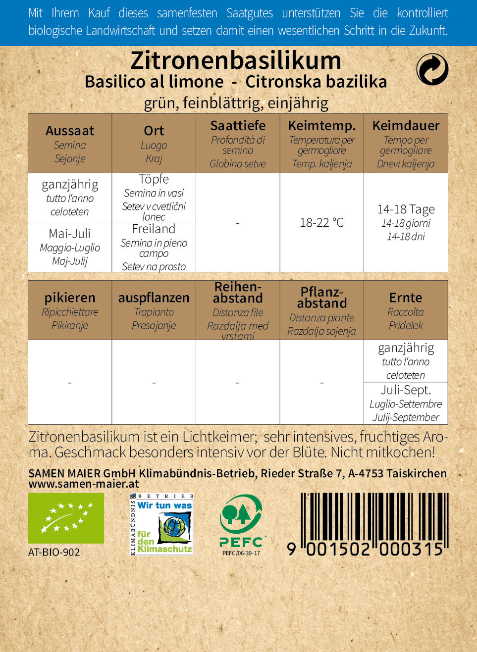 BIO Zitronenbasilikum