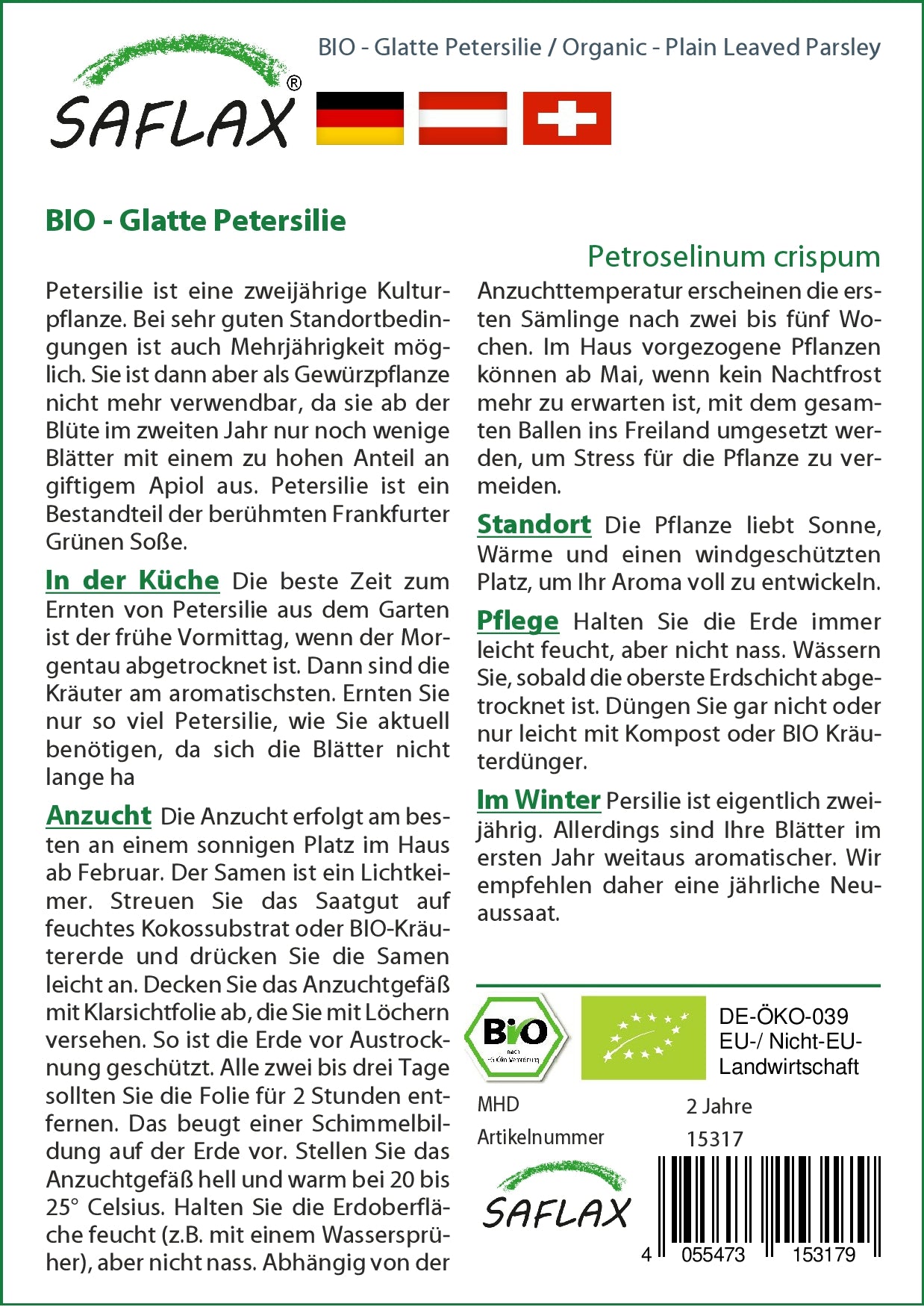 BIO Glatte Petersilie