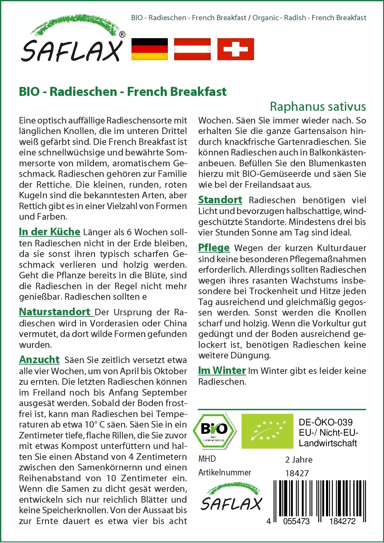 BIO Radieschen French Breakfast