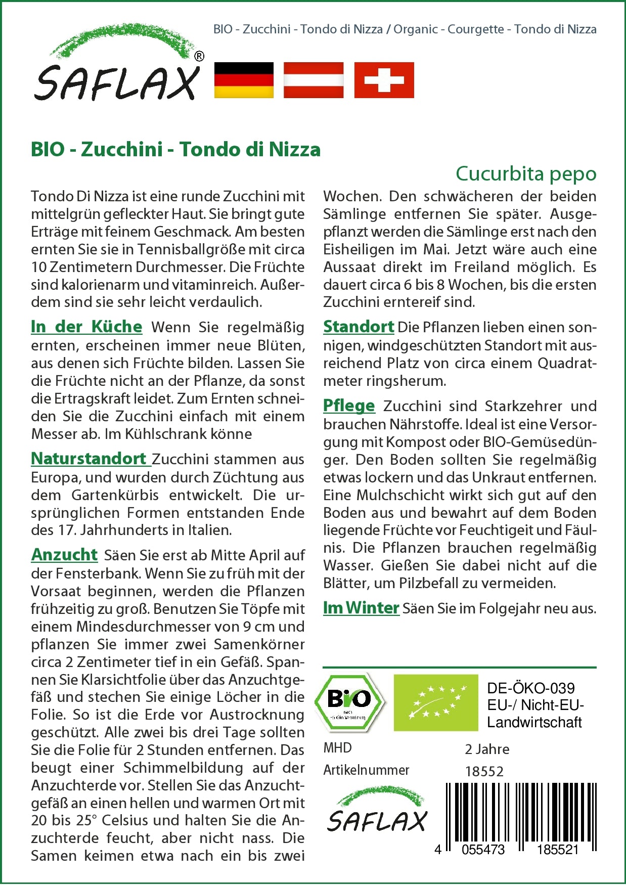 BIO Zucchini Tondo Di Nizza