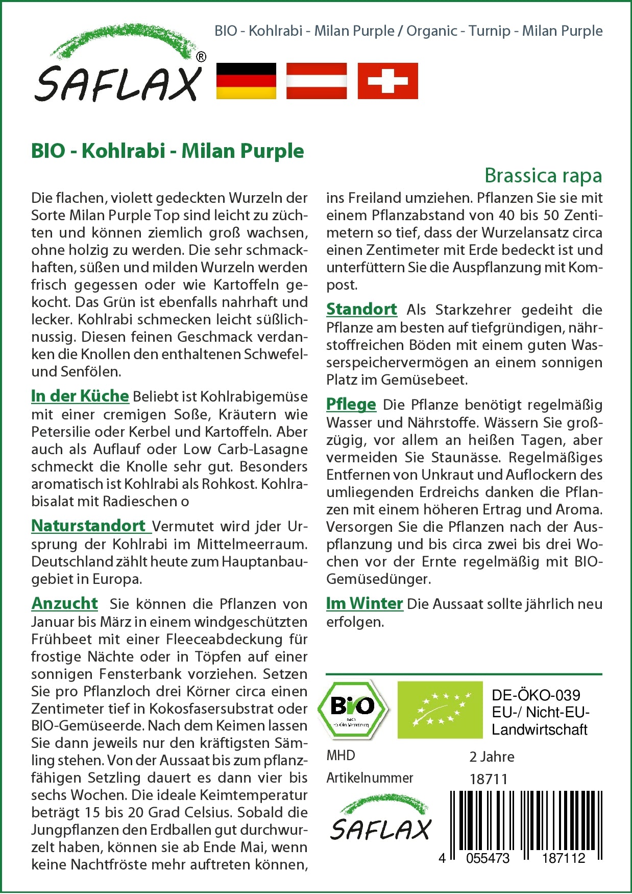 BIO Kohlrabi Milan Purple