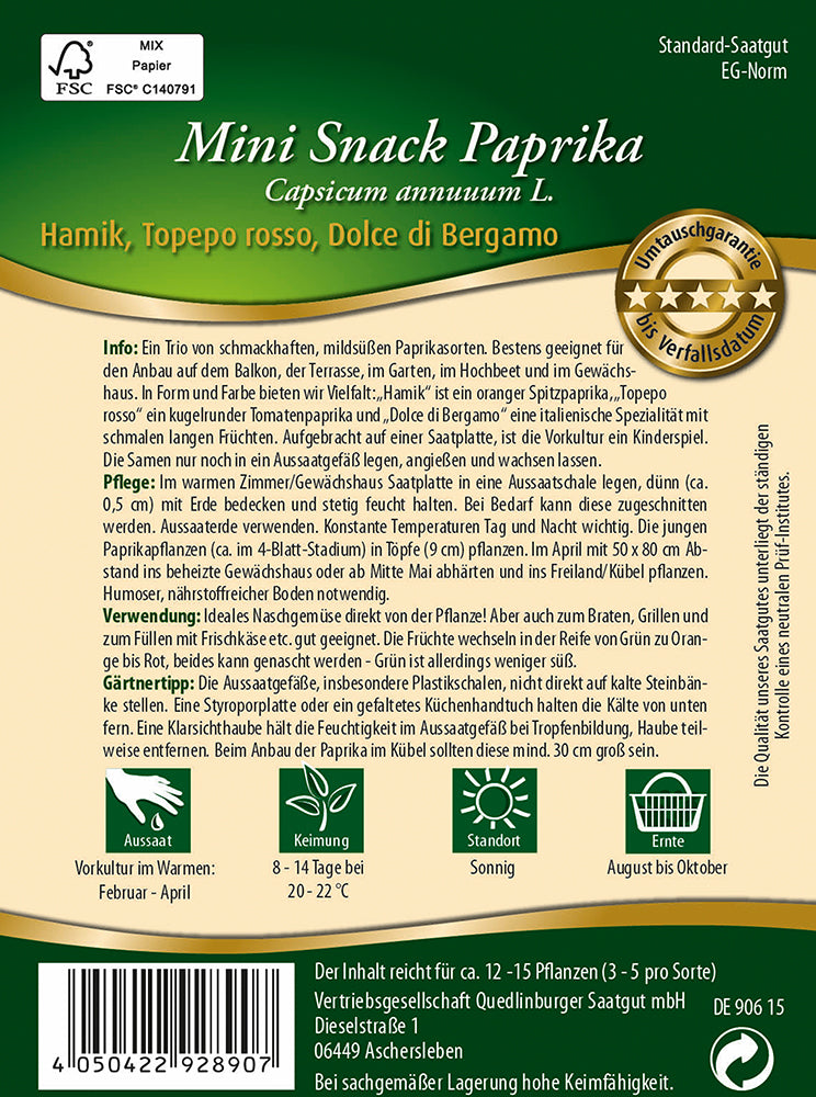 Mini Snack Paprika (Saatplatte)