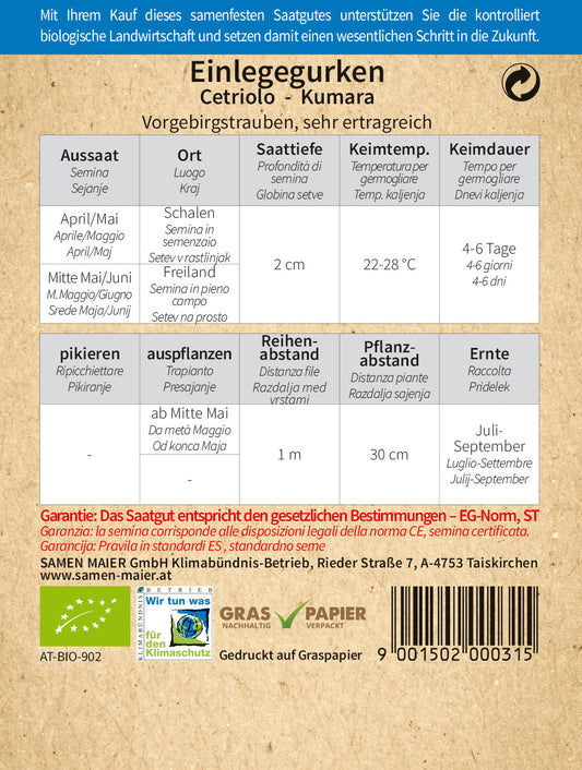 BIO Einlegegurken Vorgebirgstrauben