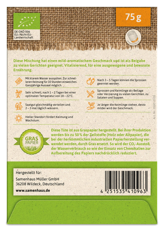 BIO Keimsprossen Gourmet-Mischung (Quinoa, Linsen Und Rettich)