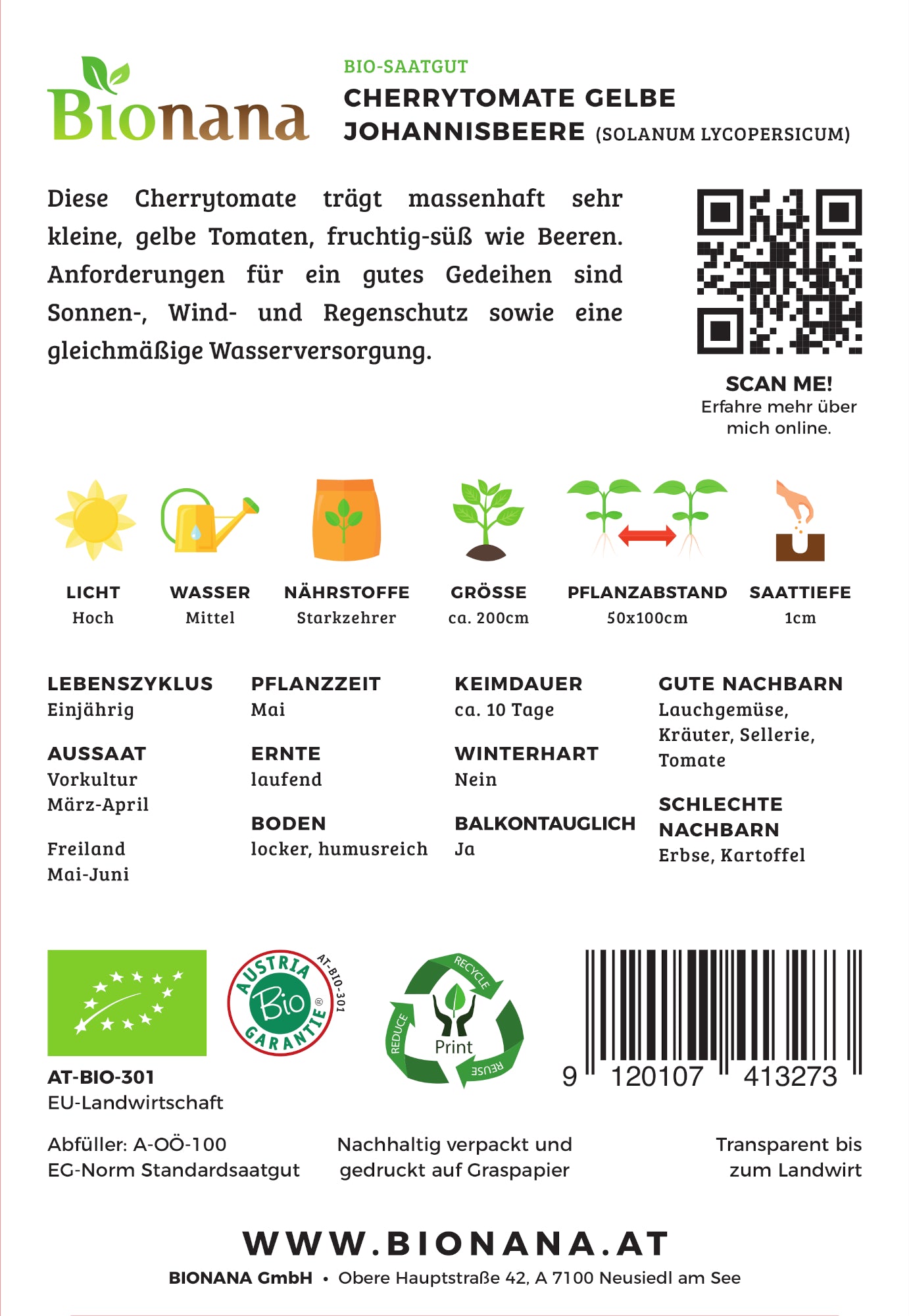 BIO Cherrytomate Gelbe Johannisbeere