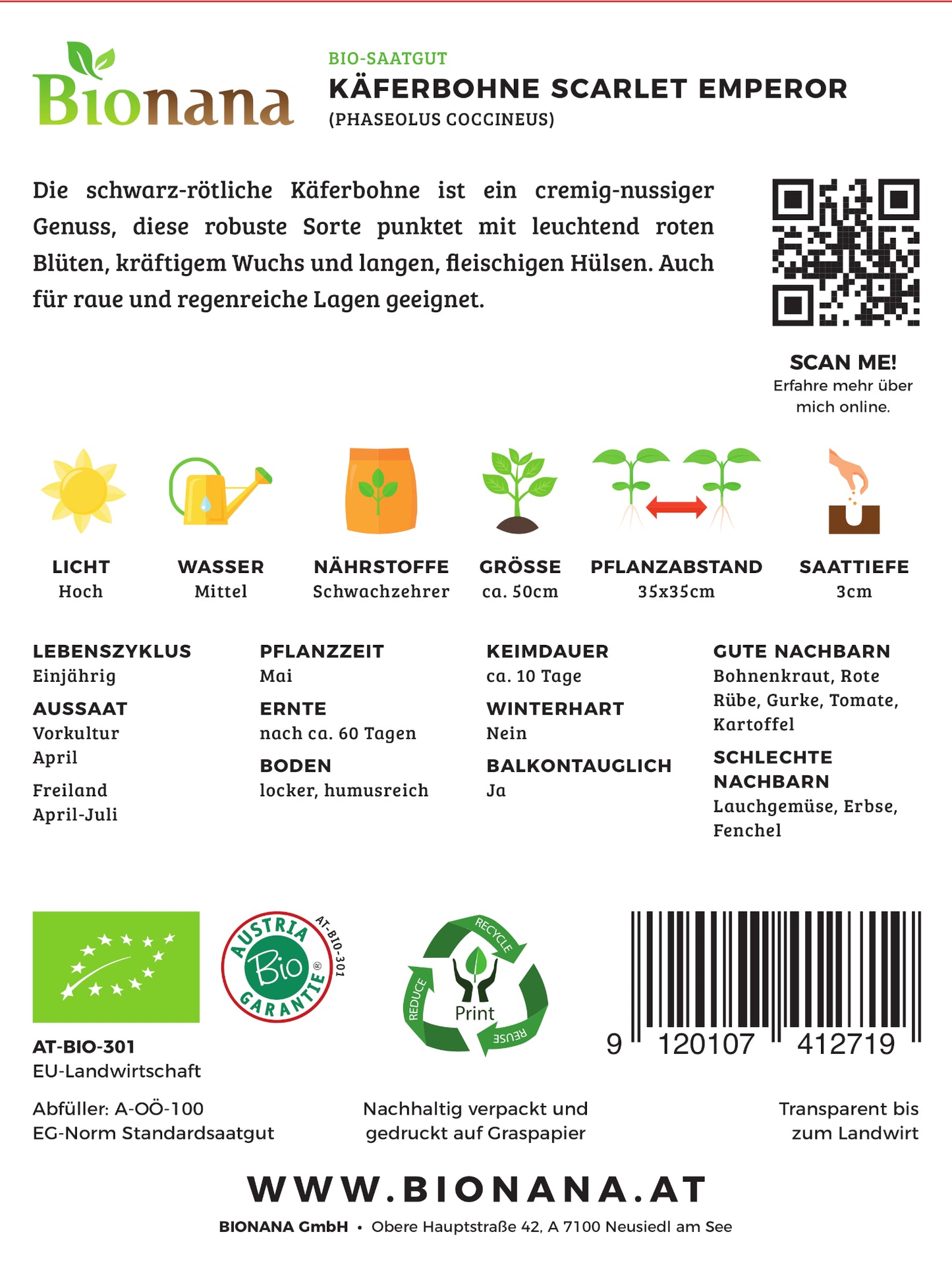 BIO Käferbohne Scarlet Emporer