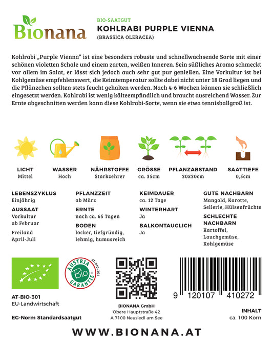 BIO Kohlrabi Purple Vienna