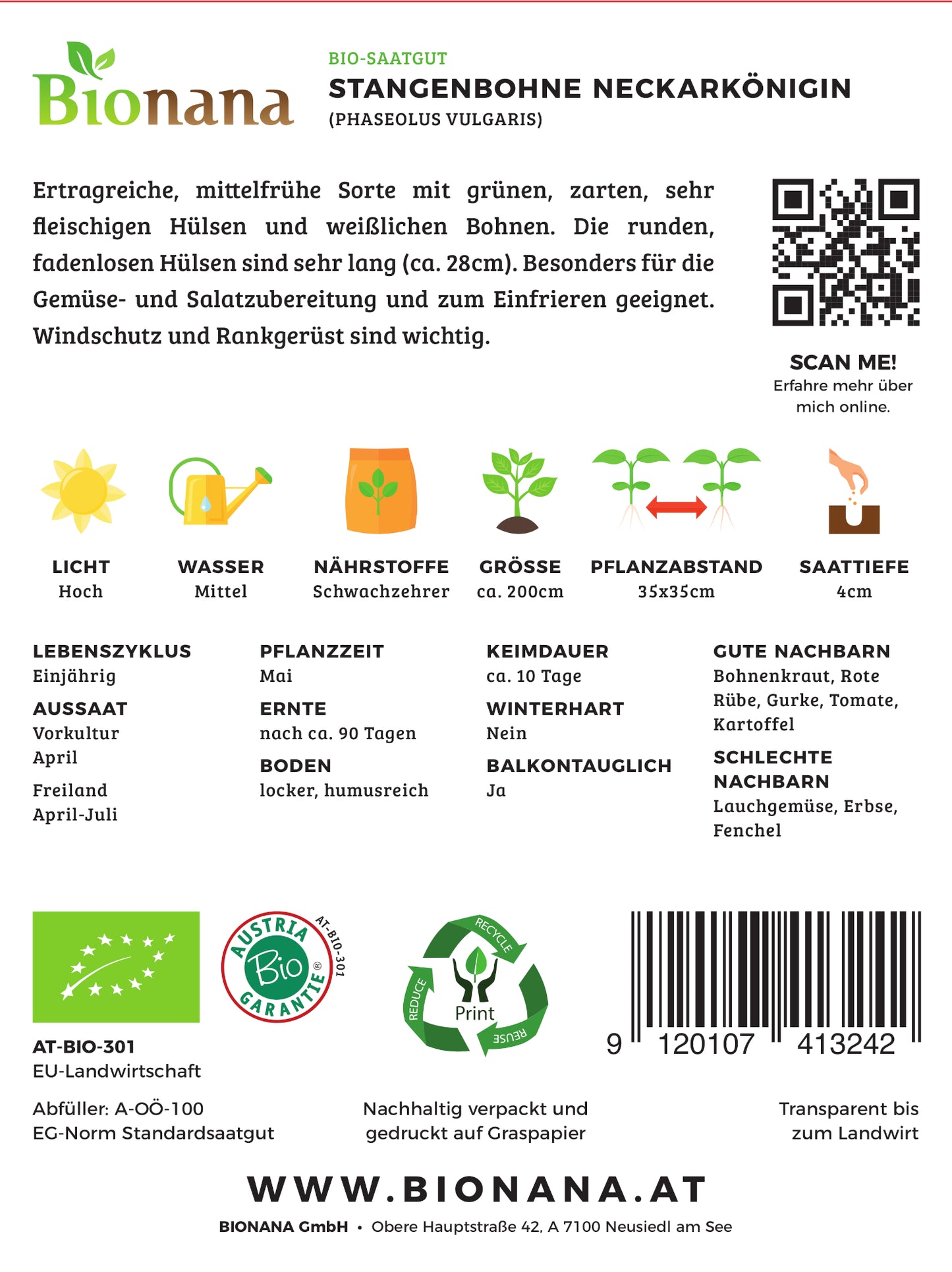 BIO Stangenbohne Neckarkönigin