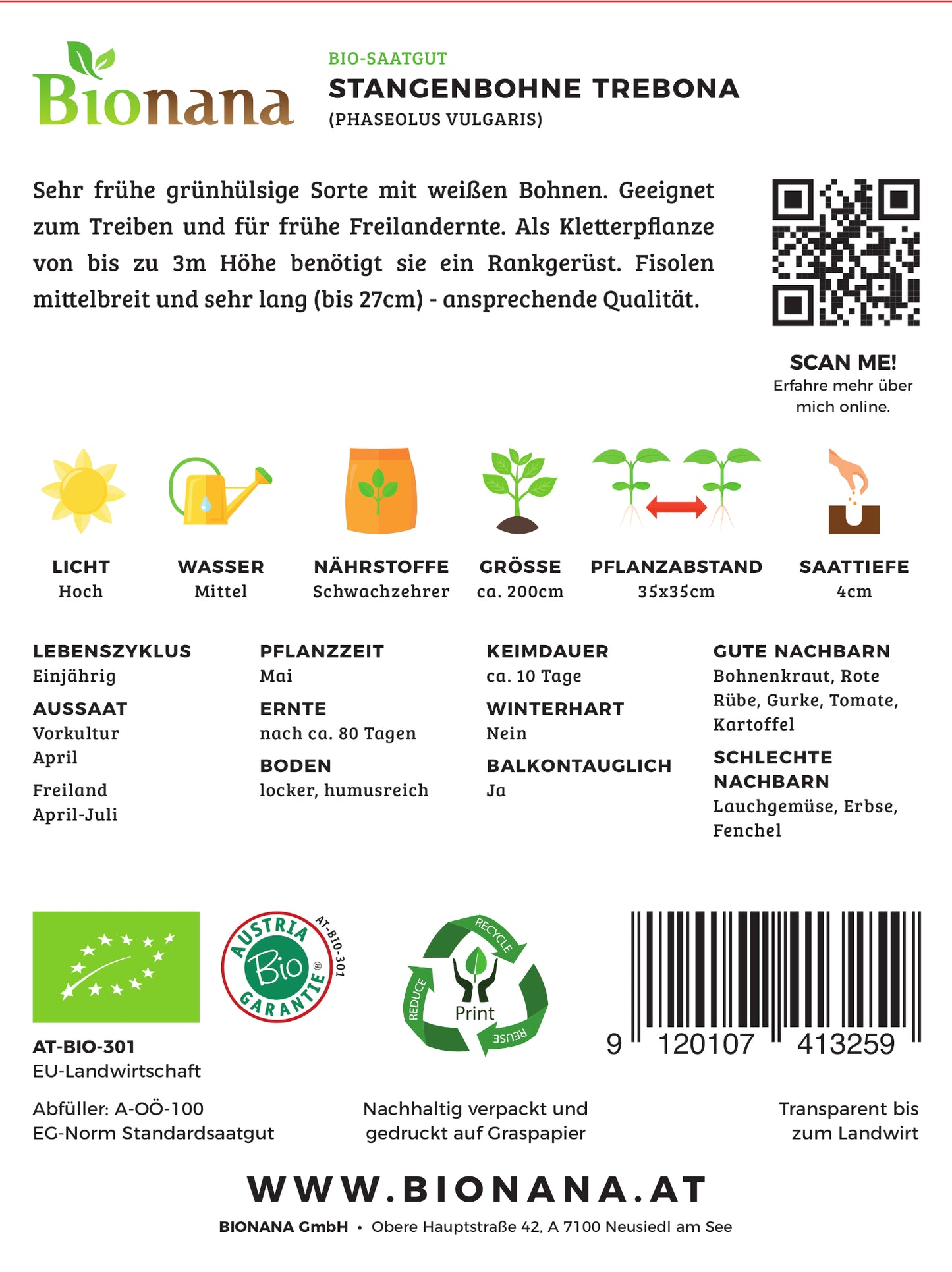 BIO Stangenbohne Trebona