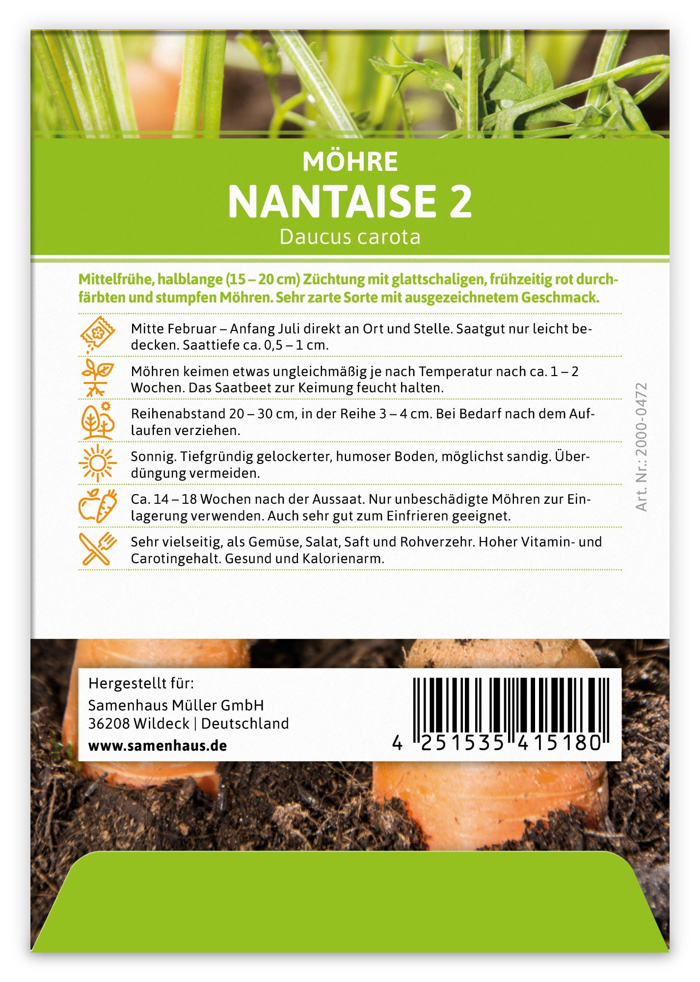 Möhre Nantaise 2 (100 Stück)