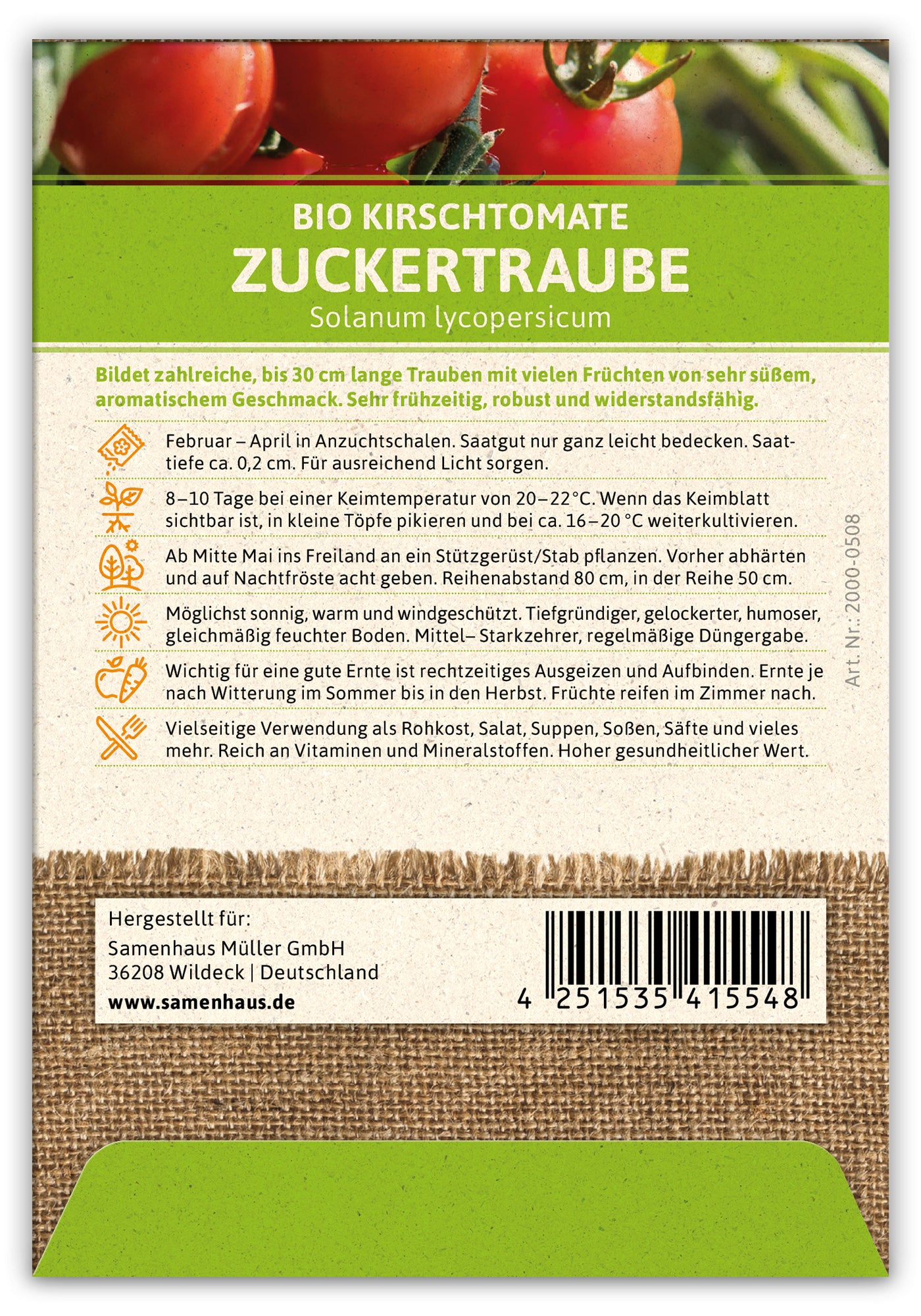 BIO Kirschtomate Zuckertraube (100 Stück)