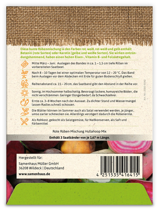BIO Bunte Rüben (Saatband)