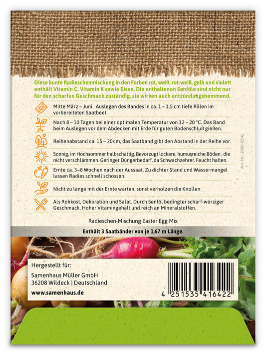 BIO Bunte Radieschen (Saatband)