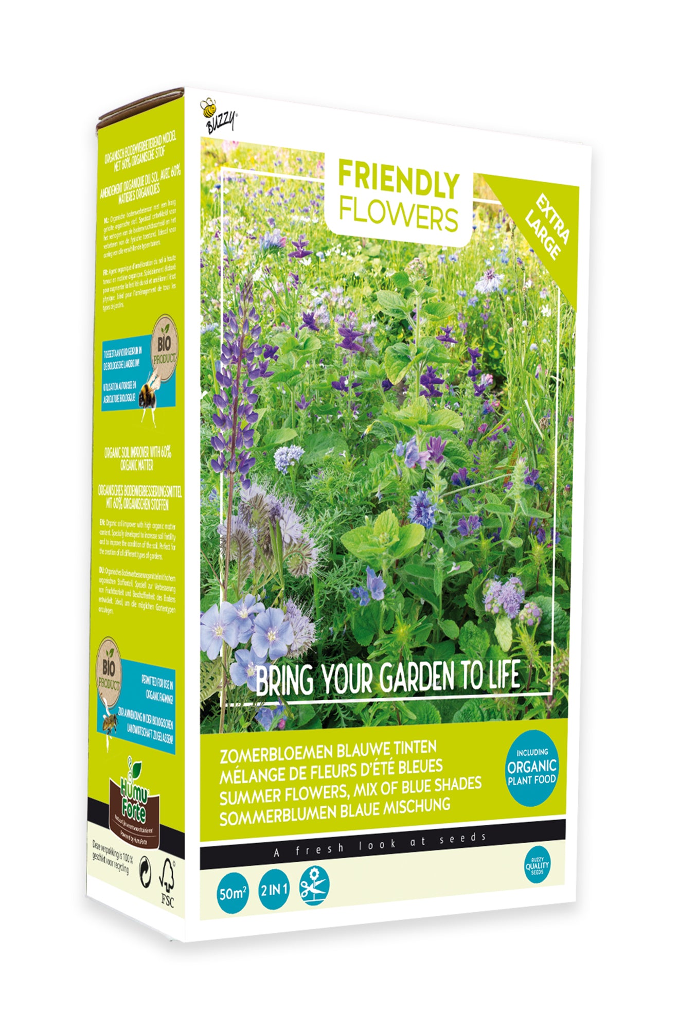 Friendly Flowers XL Sommerblumen Blau (50 M²)