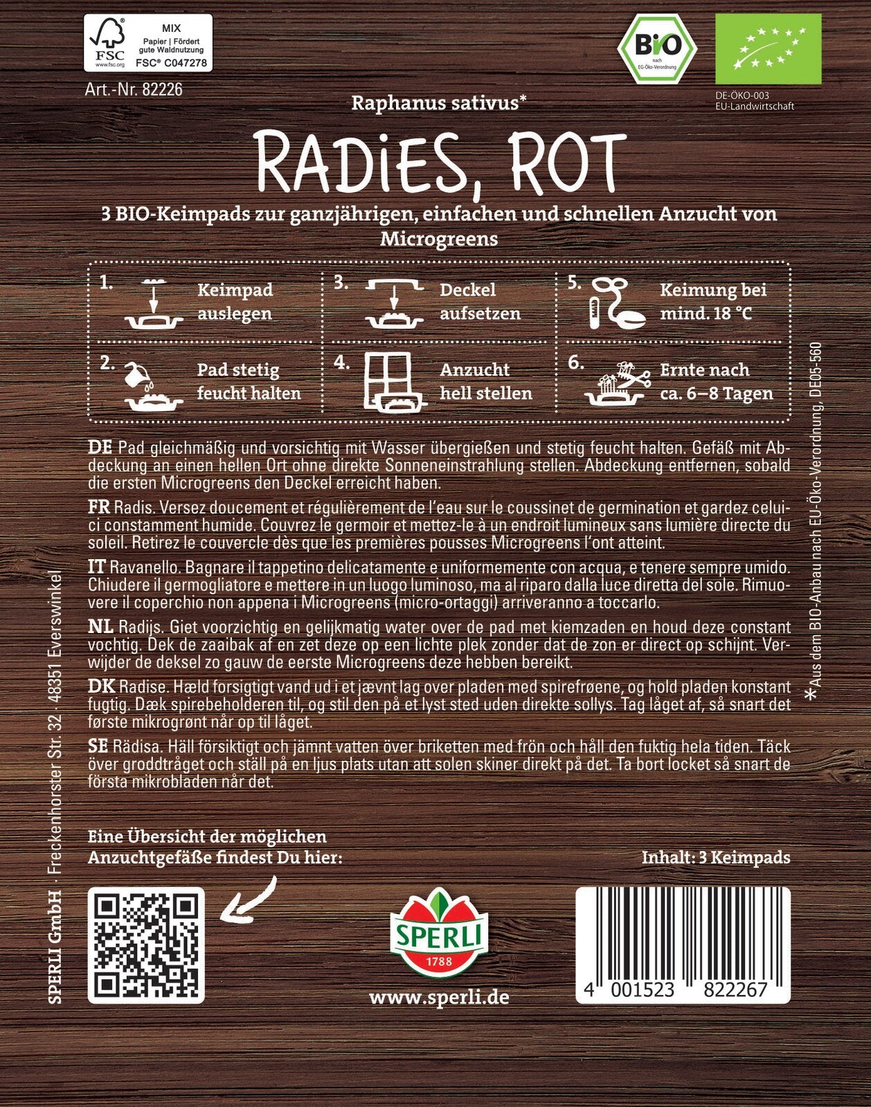 BIO Microgreen-Pads Radies, Rot