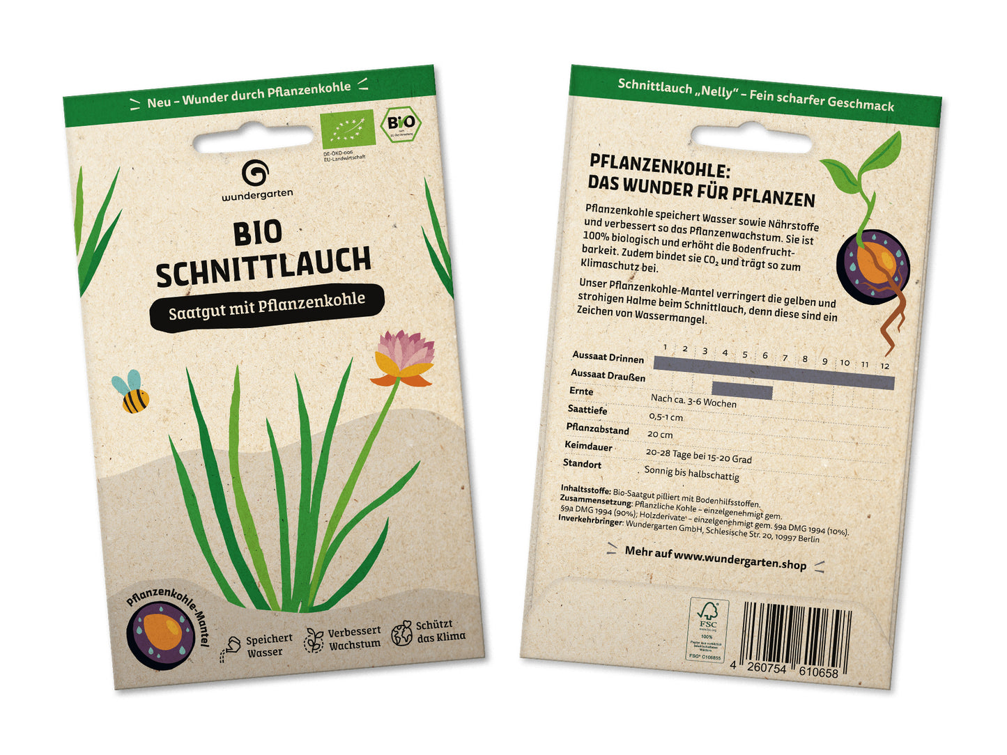 BIO Saatgut Mit Pflanzenkohle-Mantel Schnittlauch