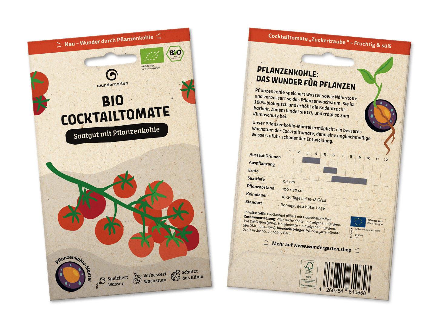 BIO Saatgut Mit Pflanzenkohle-Mantel Cocktailtomate