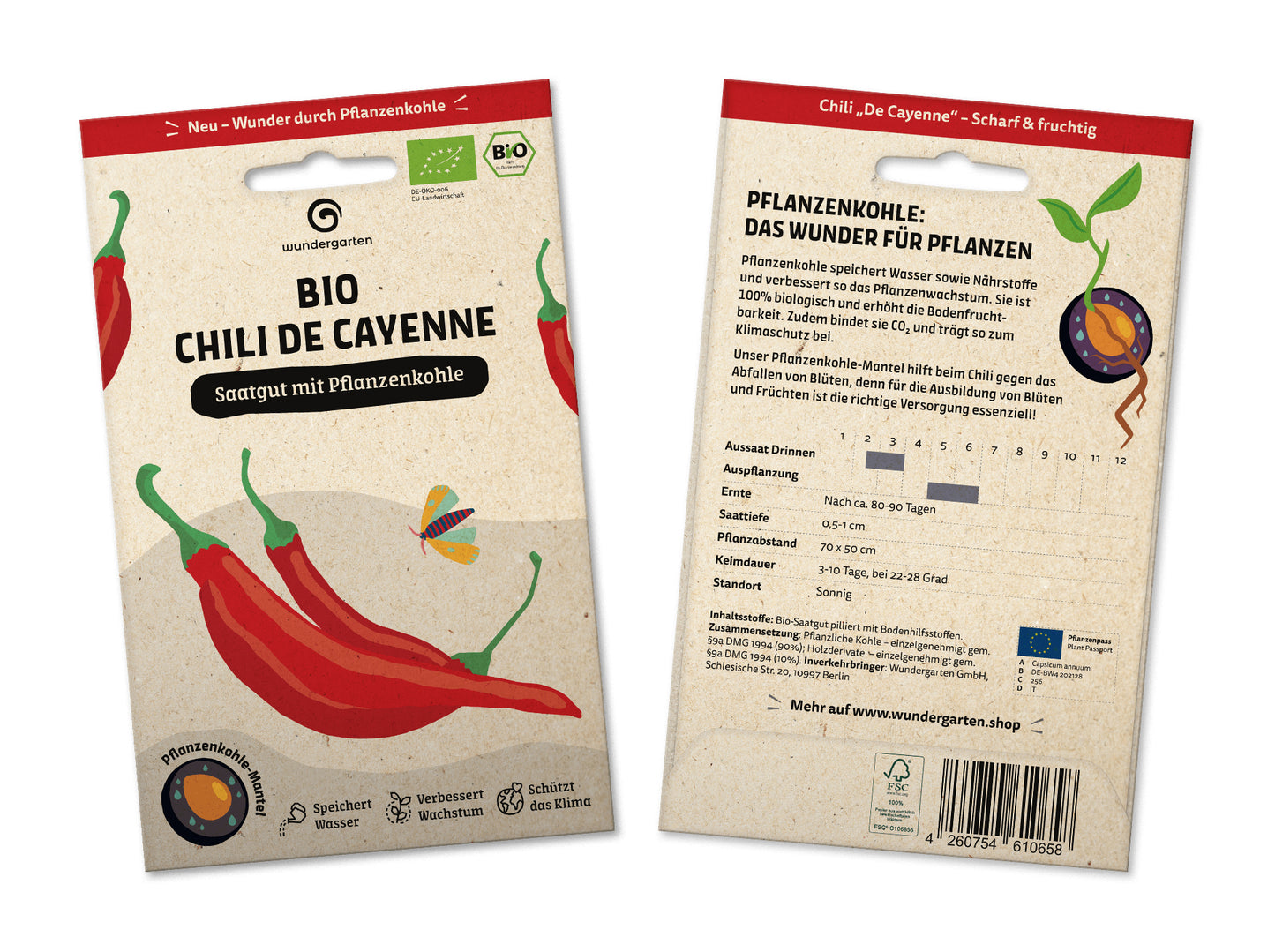 BIO Saatgut Mit Pflanzenkohle-Mantel Chili De Cayenne