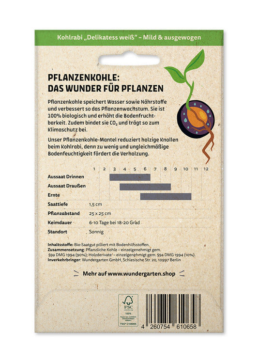 BIO Saatgut Mit Pflanzenkohle-Mantel Kohlrabi