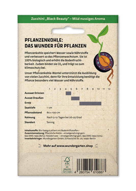 BIO Saatgut Mit Pflanzenkohle-Mantel Zucchini
