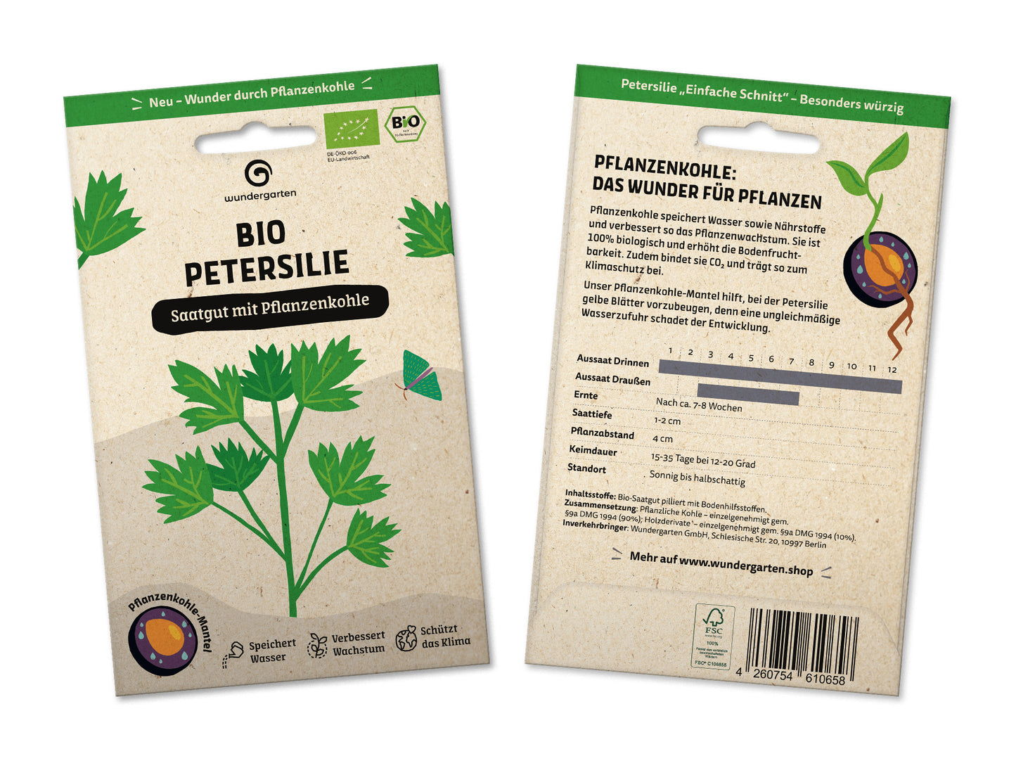 BIO Saatgut Mit Pflanzenkohle-Mantel Petersilie