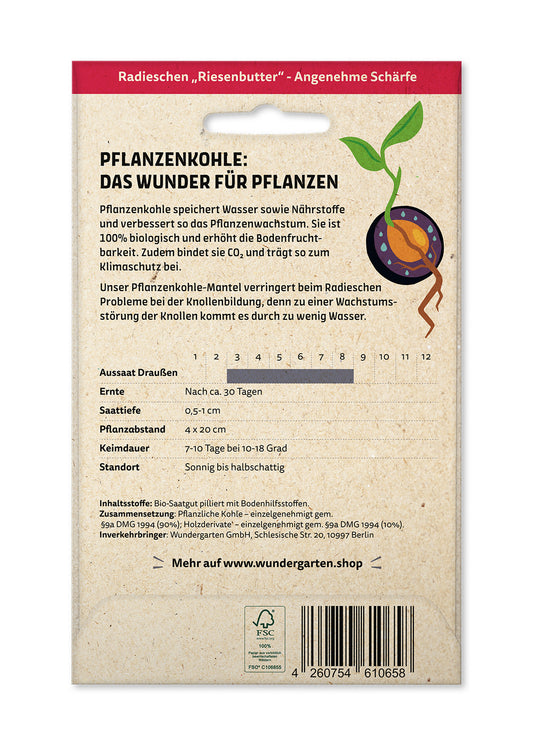 BIO Saatgut Mit Pflanzenkohle-Mantel Radieschen