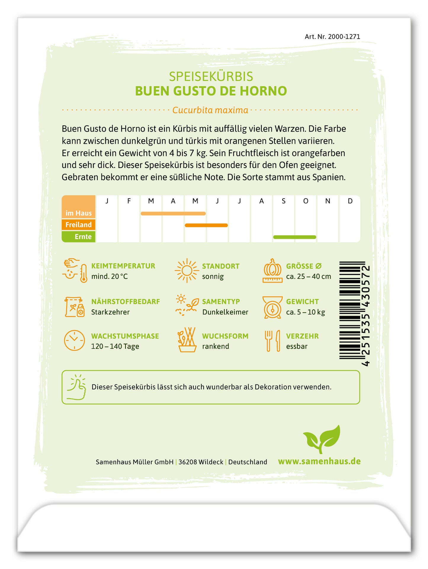 Speisekürbis Buen Gusto De Horno