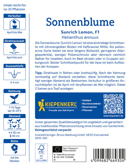 Sonnenblume Sunrich Lemon F1