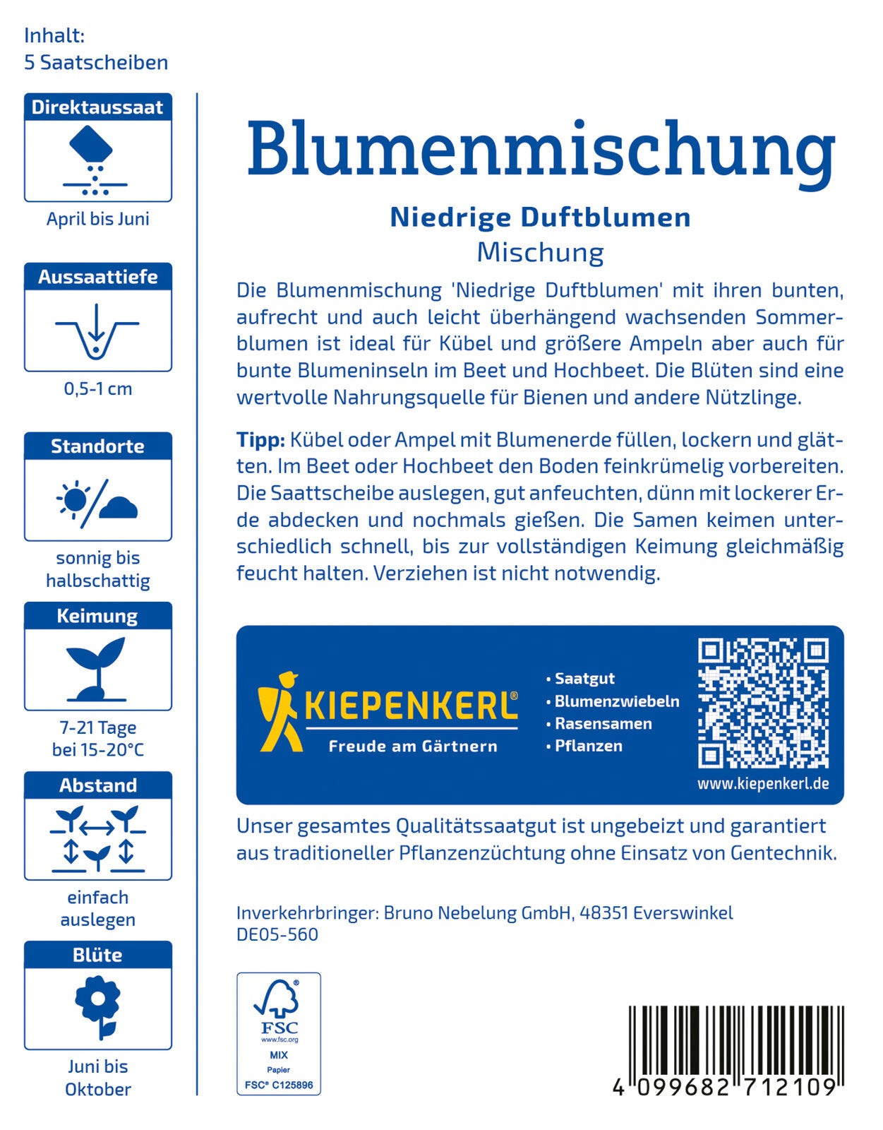 Blumen-Mischung Niedrige Duftblumen (Saatscheibe)