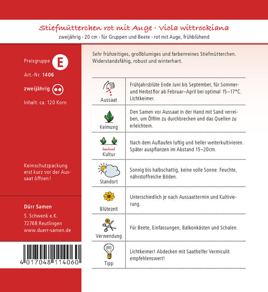  Stiefmütterchen Rot Mit Auge