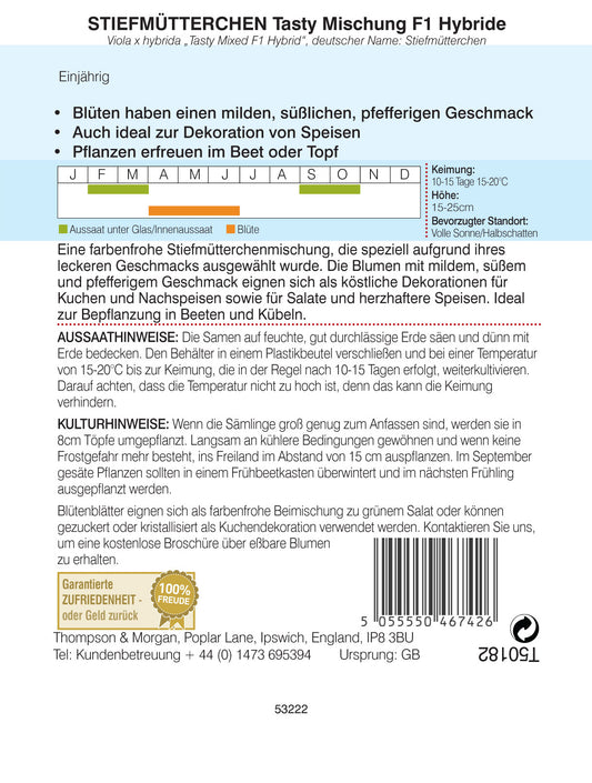  Stiefmütterchen Tasty Mischung F1 Hybrid