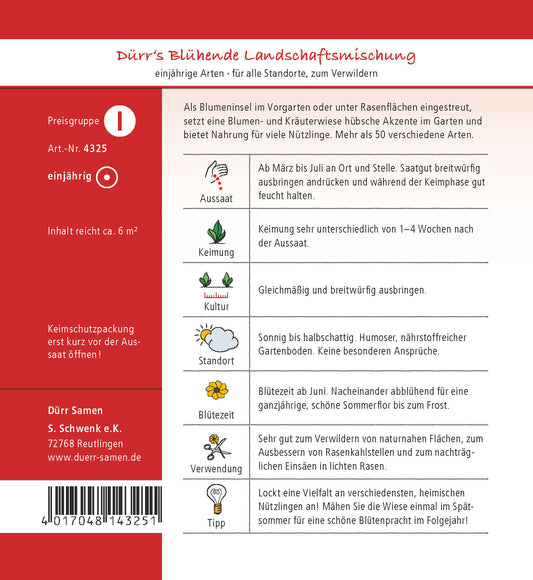  Dürr Samen's Blühende Landschaftsmischung 6m²