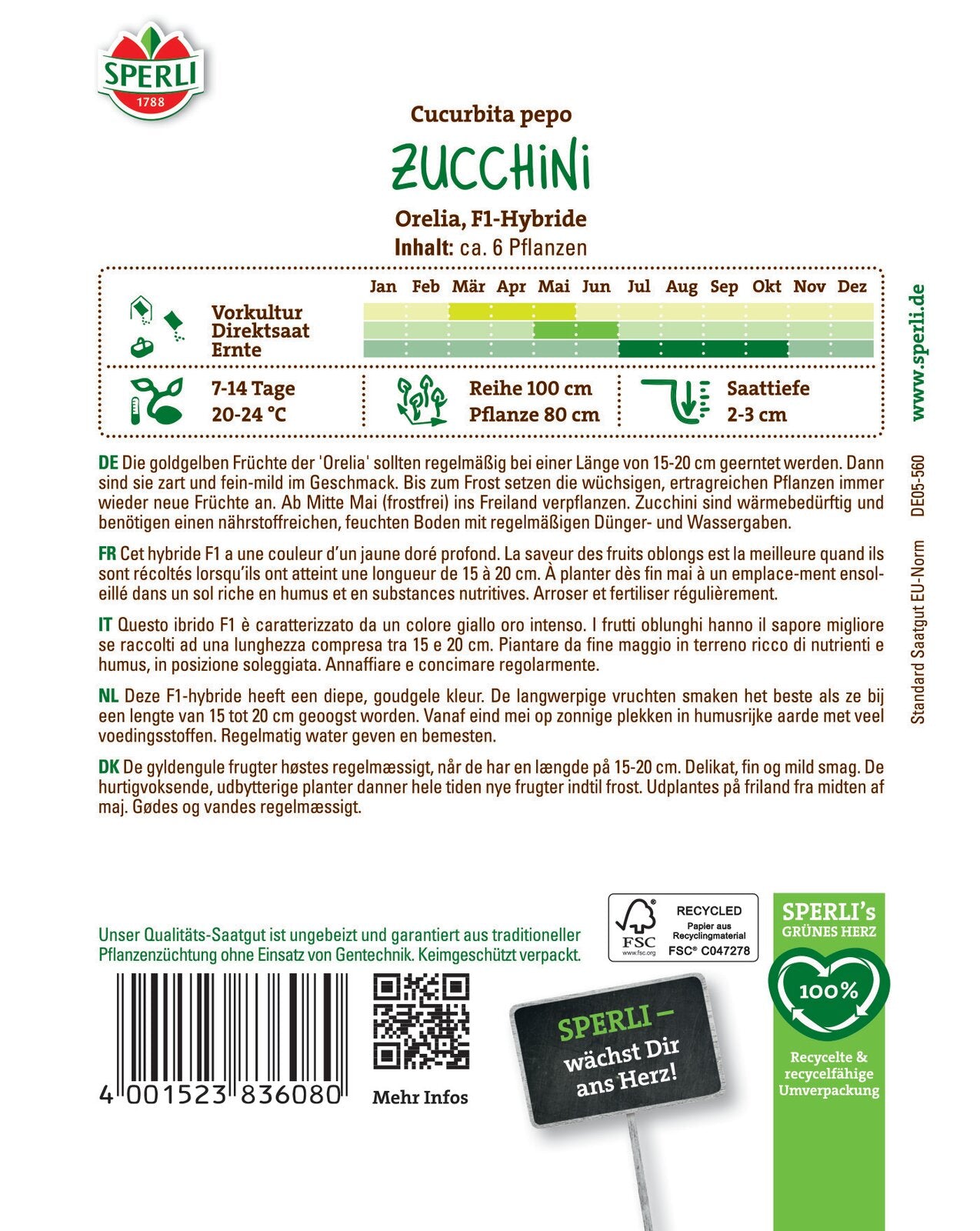  Zucchini Orelia F1-Hybride