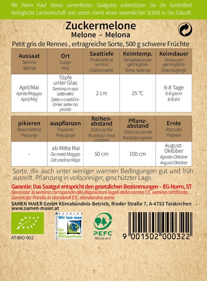  BIO Zuckermelone Petit Gris De Rennes