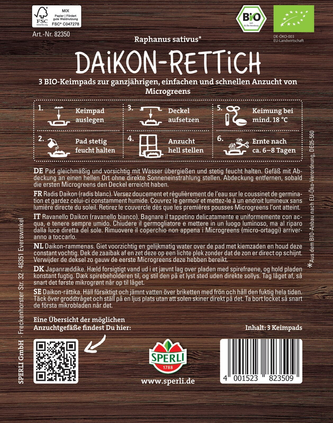  BIO Microgreen-Pads Daikon Rettich