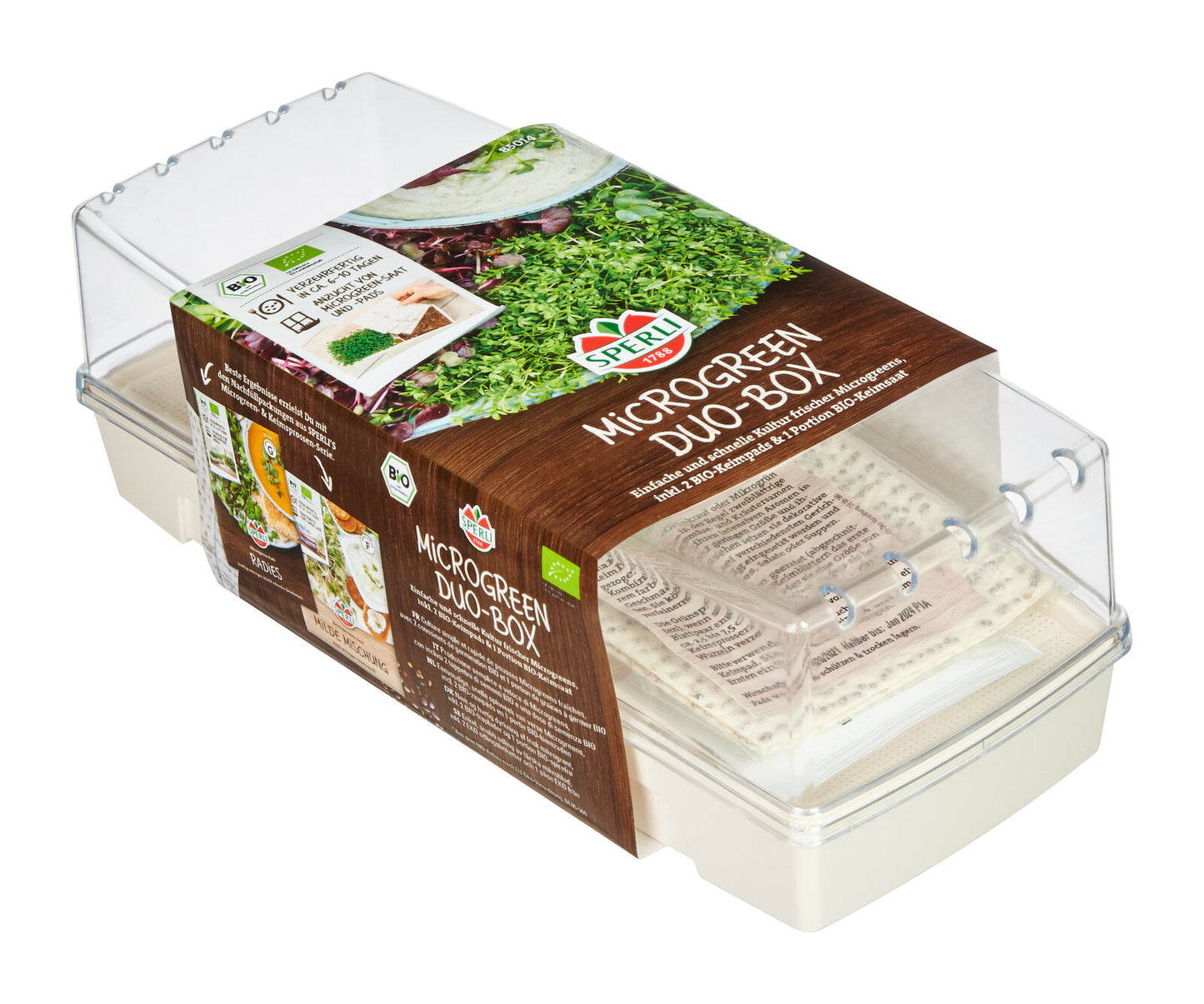  Microgreen Duo-Box Inkl. 2 BIO Keimpads & 1 Portion BIO Keimsaat (Anzuchtset)