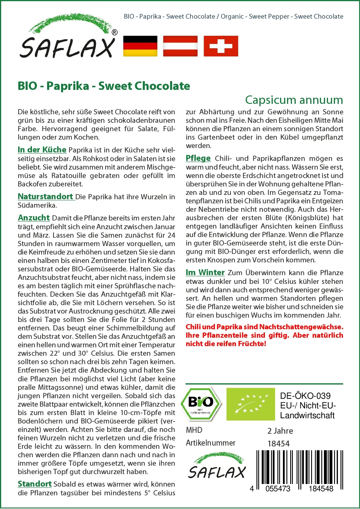  BIO Paprika Sweet Chocolate