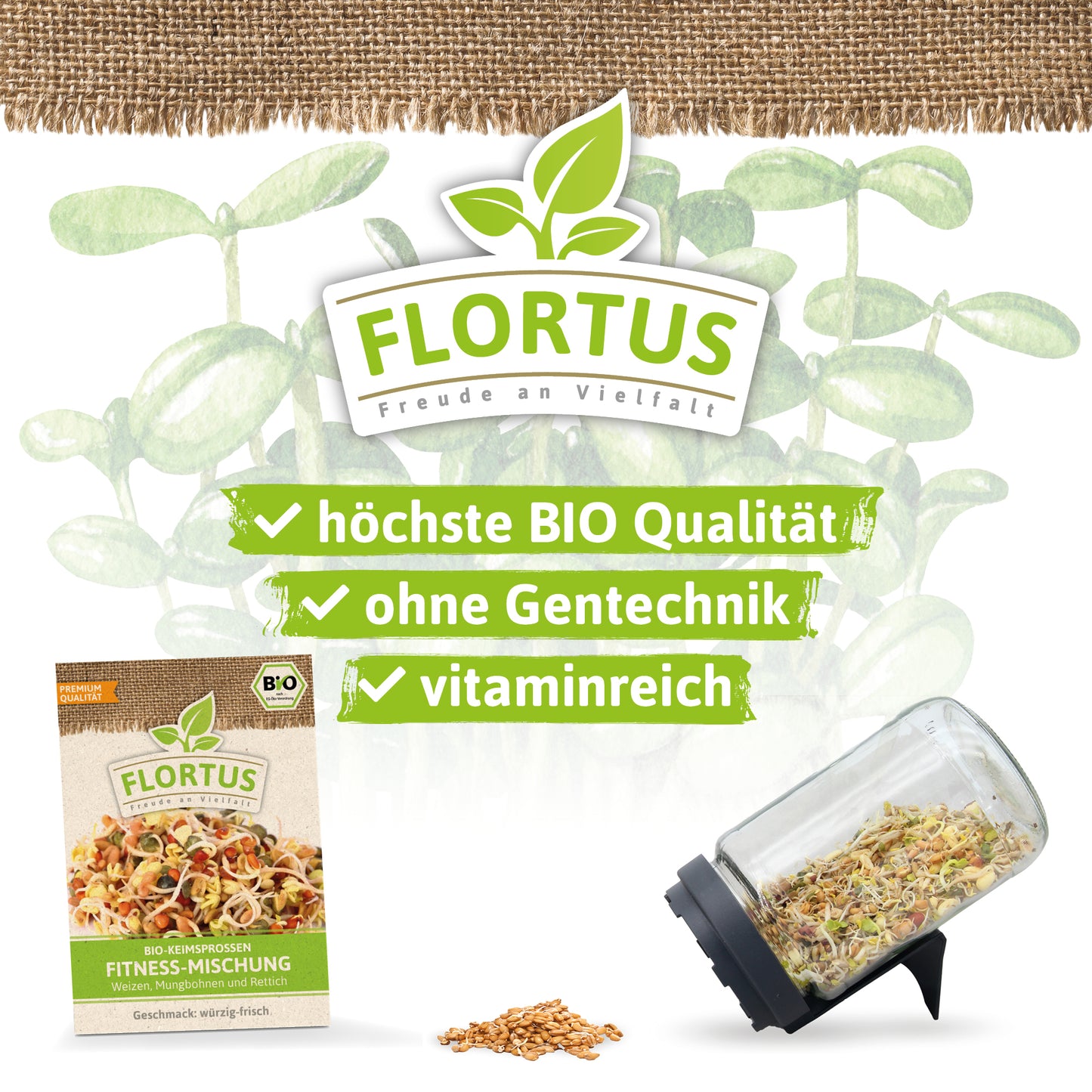  BIO Keimsprossen Fitness-Mischung (Weizen, Mungbohnen Und Rettich)