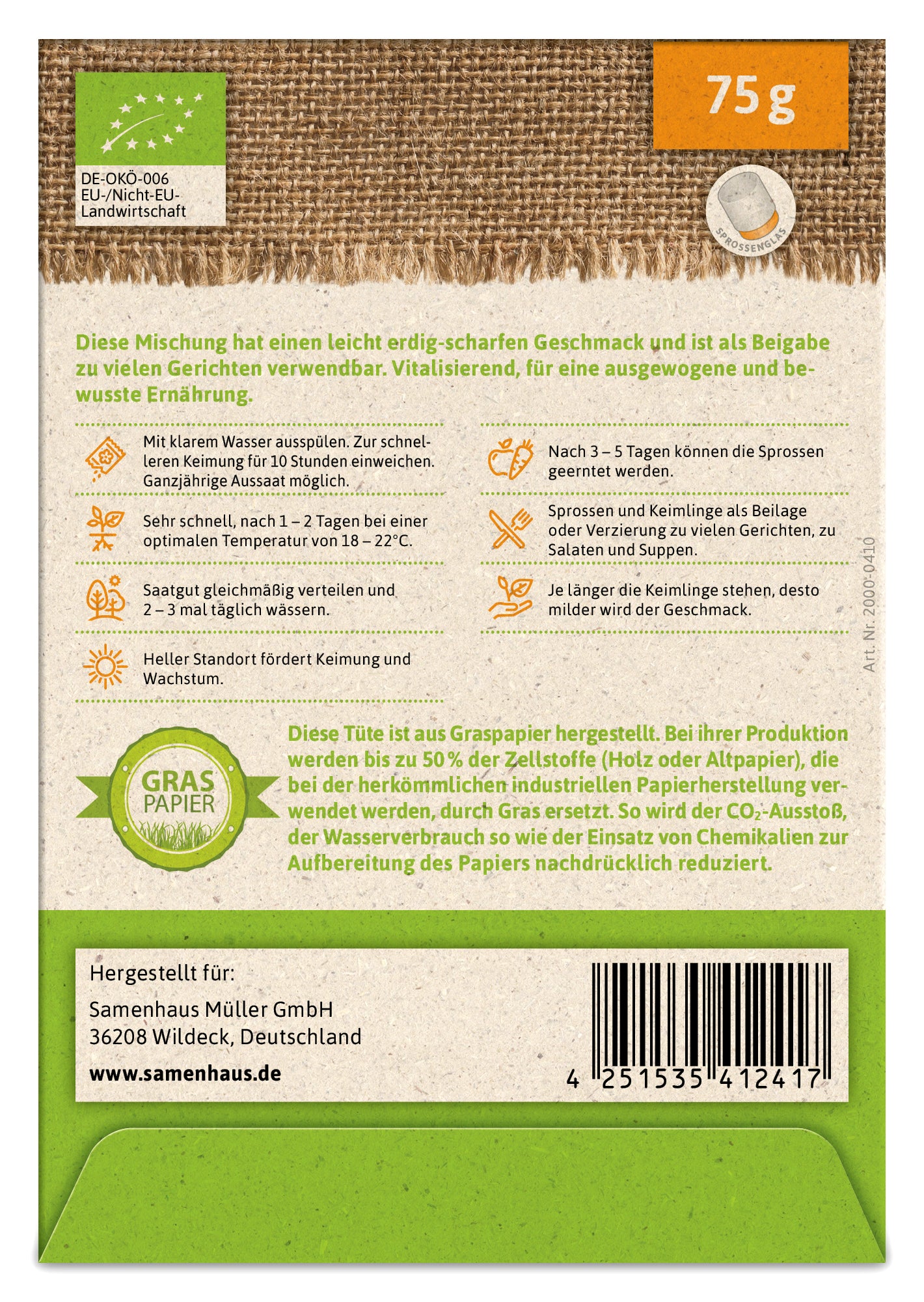  BIO Keimsprossen Power-Mischung (Linsen, Senf Und Bockshornklee)